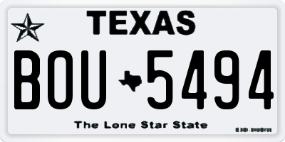 TX license plate BOU5494
