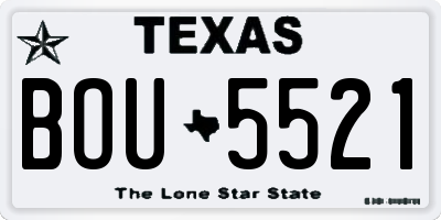 TX license plate BOU5521