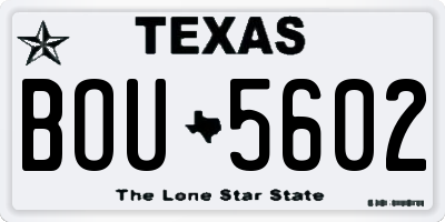 TX license plate BOU5602