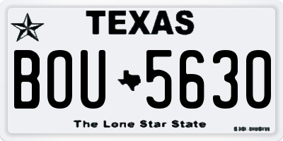 TX license plate BOU5630