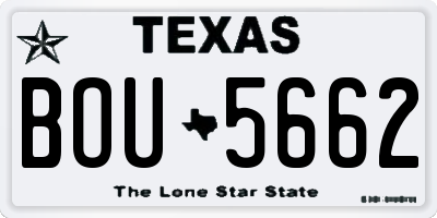 TX license plate BOU5662