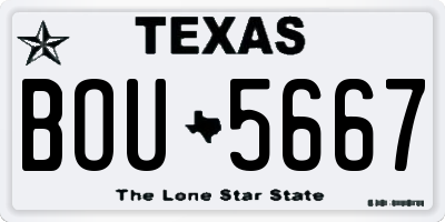 TX license plate BOU5667
