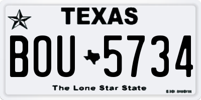 TX license plate BOU5734