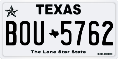 TX license plate BOU5762