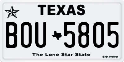 TX license plate BOU5805