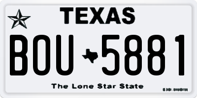 TX license plate BOU5881