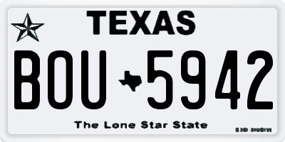 TX license plate BOU5942