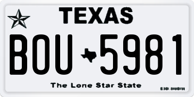 TX license plate BOU5981