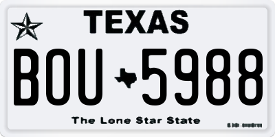 TX license plate BOU5988