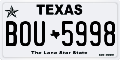 TX license plate BOU5998