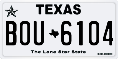 TX license plate BOU6104