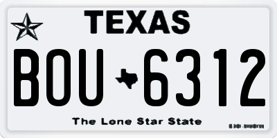 TX license plate BOU6312