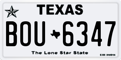 TX license plate BOU6347