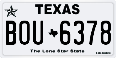 TX license plate BOU6378