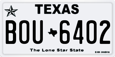 TX license plate BOU6402