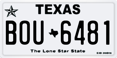 TX license plate BOU6481