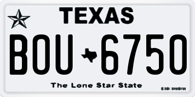 TX license plate BOU6750
