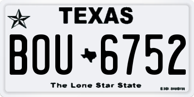TX license plate BOU6752