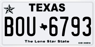 TX license plate BOU6793