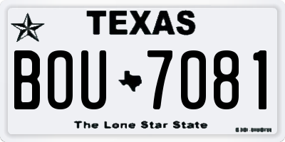 TX license plate BOU7081