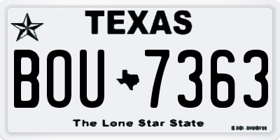 TX license plate BOU7363