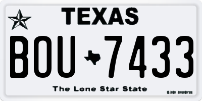 TX license plate BOU7433