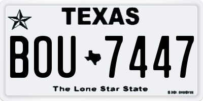 TX license plate BOU7447