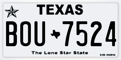 TX license plate BOU7524