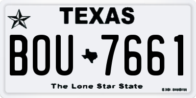 TX license plate BOU7661