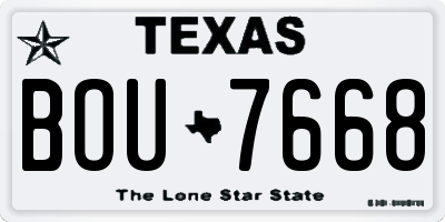 TX license plate BOU7668