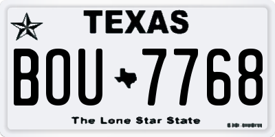 TX license plate BOU7768