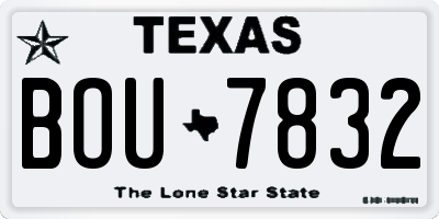 TX license plate BOU7832