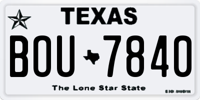 TX license plate BOU7840