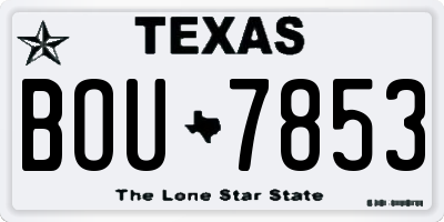 TX license plate BOU7853
