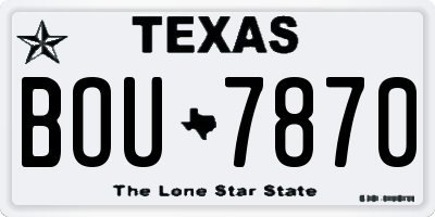 TX license plate BOU7870