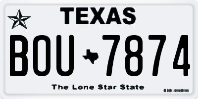 TX license plate BOU7874