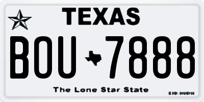 TX license plate BOU7888