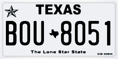 TX license plate BOU8051