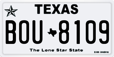 TX license plate BOU8109