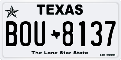 TX license plate BOU8137