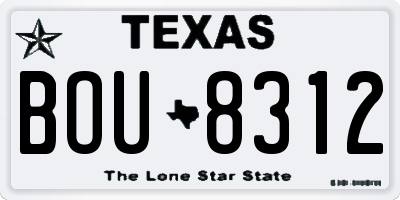 TX license plate BOU8312