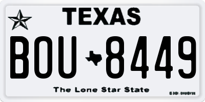 TX license plate BOU8449
