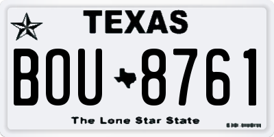 TX license plate BOU8761