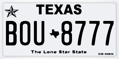 TX license plate BOU8777