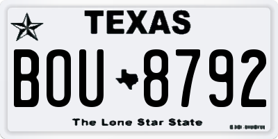 TX license plate BOU8792