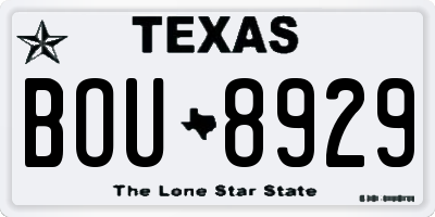 TX license plate BOU8929