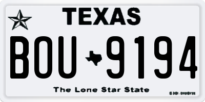 TX license plate BOU9194