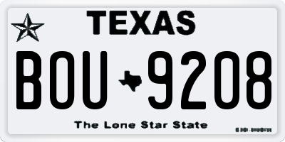 TX license plate BOU9208