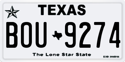 TX license plate BOU9274