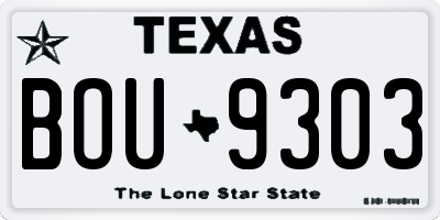 TX license plate BOU9303